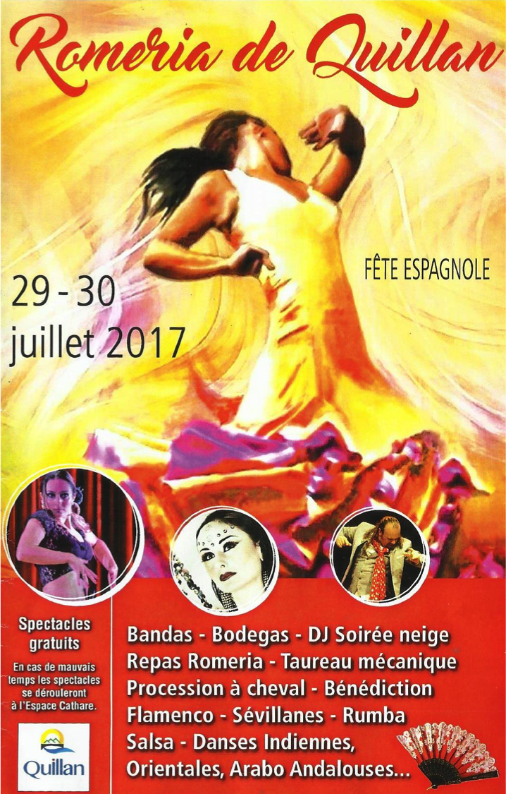 Quillan (09) le 30 juillet 2017 à 20h30 – spectacle Sur la route du Flamenco